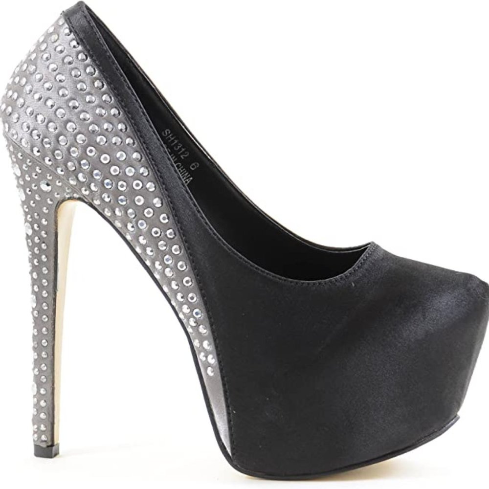 Satin Almond Toe Stiletto Platform Pump  Stilettos